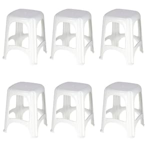 6 Banquetas Tramontina Niterói em Polipropileno Branco 45 cm 92411010