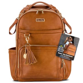 Mochila para fraldas Itzy Ritzy Boss Plus Cognac com 19 bolsos