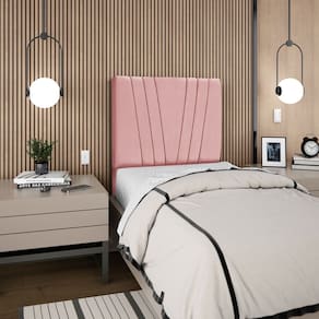 Cabeceira Para Cama Box Solteiro Carla 90cm Suede Rosa