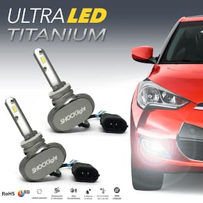 Par Lâmpadas H27 Farol Milha Hyundai Tucson 2006 2007 2008 2009 Ultra Led Titanium 10000 Lumens Forte Branco Efeito Xenon