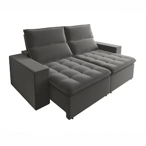 Sofá Retrátil Reclinável 3050 Bahamas 2.90m Veludo Cinza Mamflex