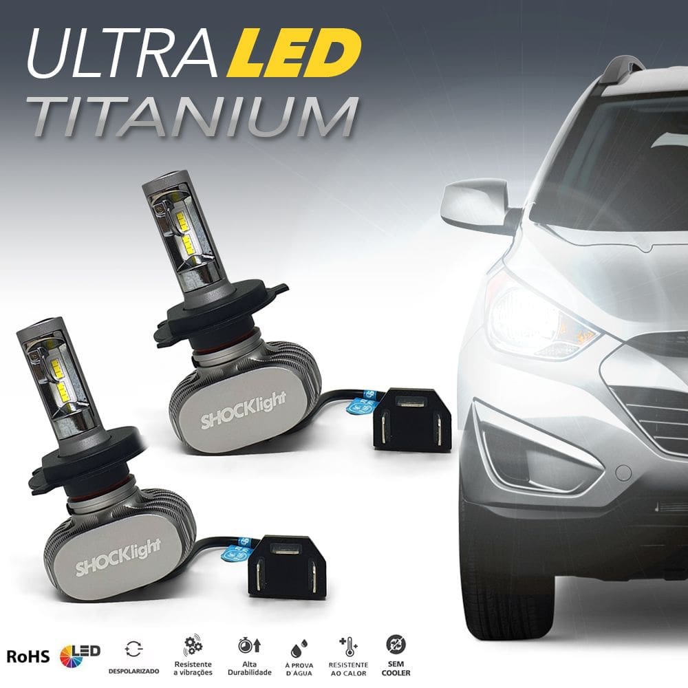 Par Lâmpadas H4 Farol Alto Baixo Renault Clio Ultra Led Titanium 10000 Lumens Forte Branco Efeito Xenon 1999 2000 2001 2002 2003