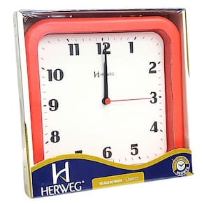 Relógio de Parede Herweg Quartz Analógico Quadrado Vermelho 6145 - 044
