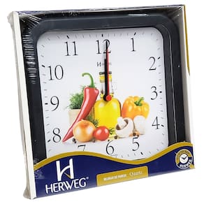 Relógio de Parede Quartz Herweg Analógico Legumes Preto 660001 - 034