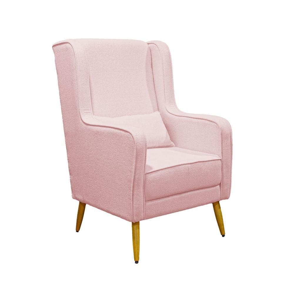 Poltrona De Amamentação Pé Palito Eduarda Com Puff Veludo Velvet Rose