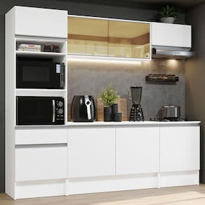 Cozinha Completa Madesa Diamante com Armário, Balcão e Tampo - Branco XV