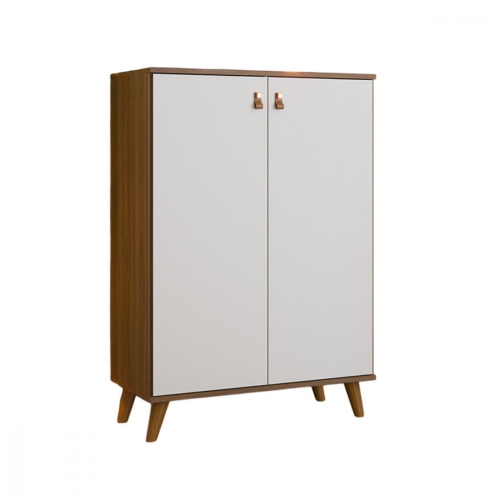 Cômoda Multiuso Encanto 2 Portas Nogal com Branco Brilho Batrol