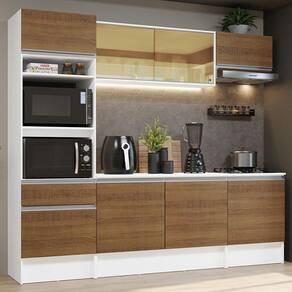 Cozinha Completa Madesa Diamante com Armário, Balcão e Tampo - Branco/Rustic XV