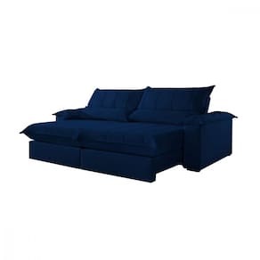 Sofá Retrátil Reclinável 2.40m Porto Bello Veludo Jolie Azul Montano