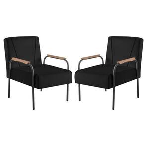 Kit 2 Poltronas para Sala de Estar Apolo Estilo Contemporâneo Preto