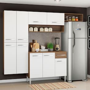Armário de Cozinha Compacta 229cm Rustic/Branco Emilly Fit Madesa 03 XV