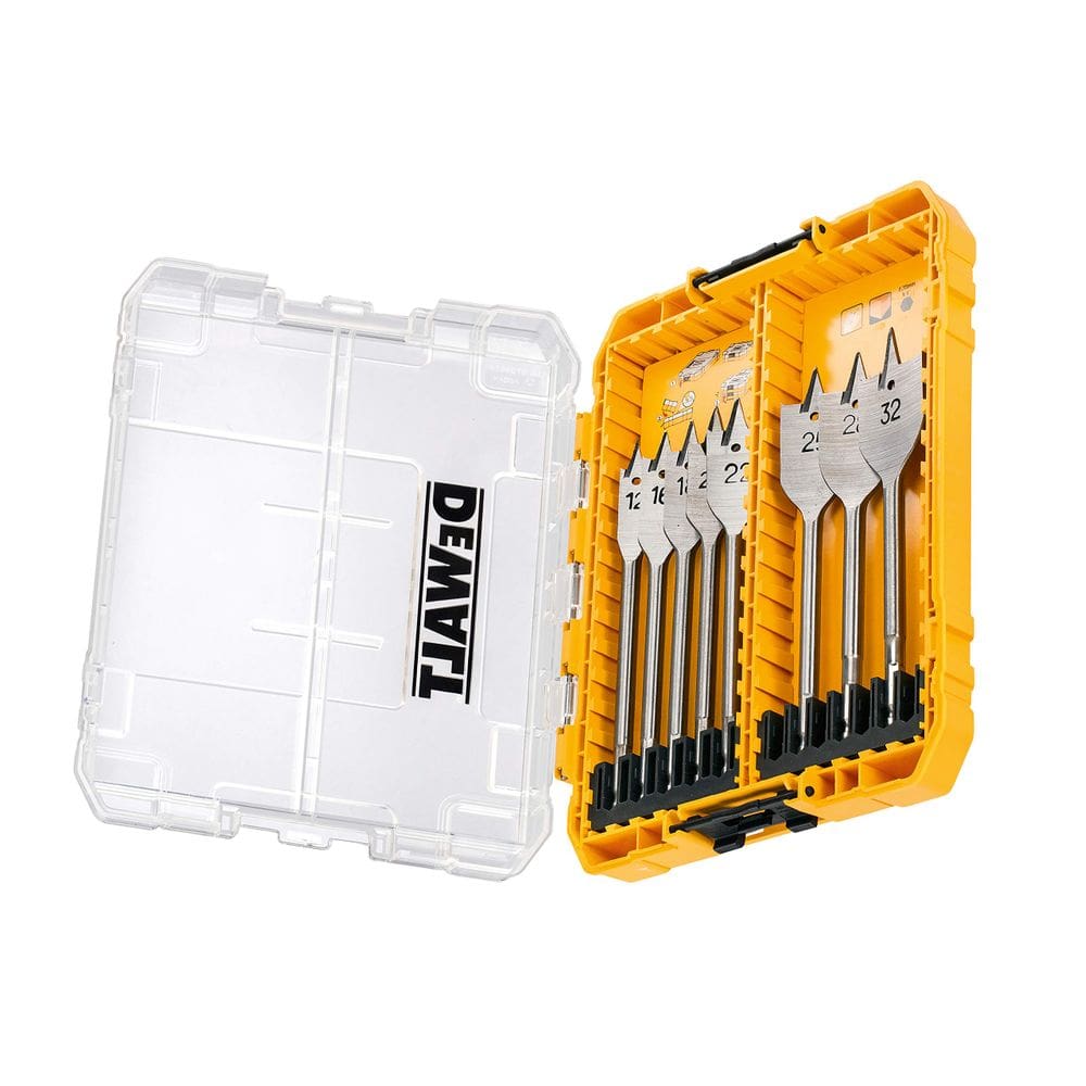 Conjunto de brocas DEWALT 8PC STD FLATBIT 12-32 mm com capa resistente +