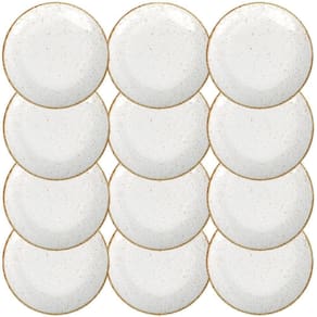 12 Pratos Raso Tramontina Rústico Marrom em Porcelana Decorada 28 cm 96980009
