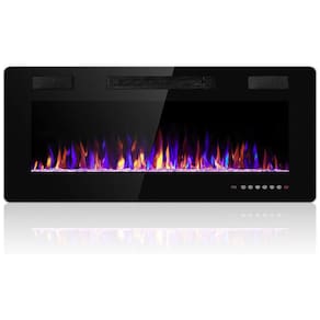 Lareira Elétrica de Embutir A45x106L com Controle Remoto e Digital, Luz LED, Chama Ajustável e Temporizador, 1500W, 110v, ELECTACTIC 842C3, Preto