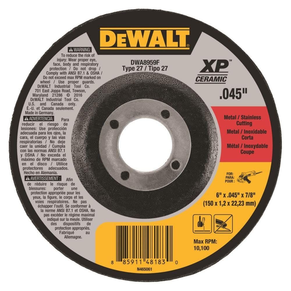 Disco de corte DEWALT DWA8959F T27 XP CER Fast 6 x 1,14 x 22 mm