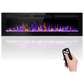Lareira Elétrica de Embutir A43x172L com Controle Remoto e Chamas Multicolorida, 110V, BETELNUT, Preta