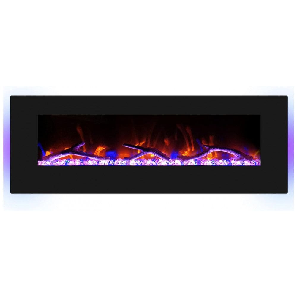 Lareira Elétrica de Embutir A45x106L com Controle Remoto, Alto Falante e Chama Ajustável com Conexão USB e AUX, 110v, CHEERWAY, Preto