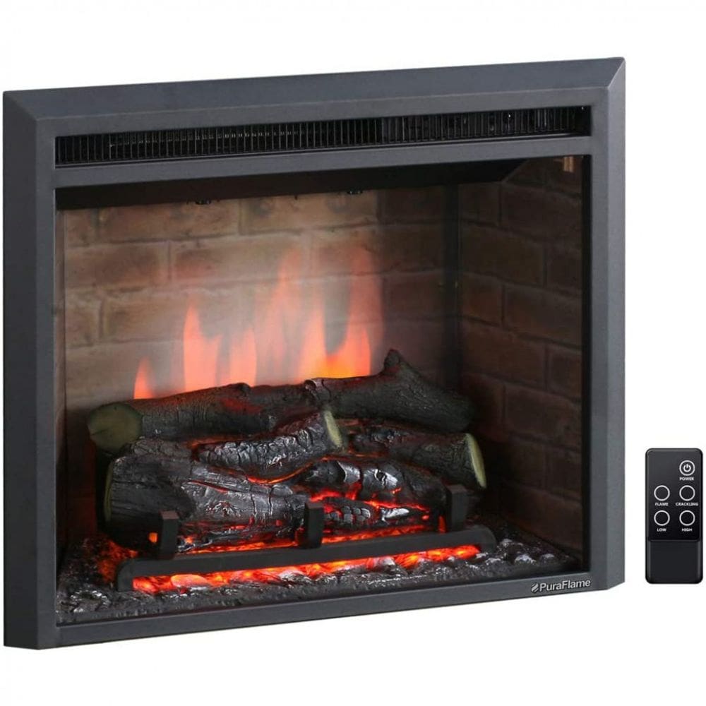 Lareira Elétrica de Embutir A64x89L com Controle Remoto e Chamas Multicolorida, 1500W, 110v, PURAFLAME EF45DFGF, Preto