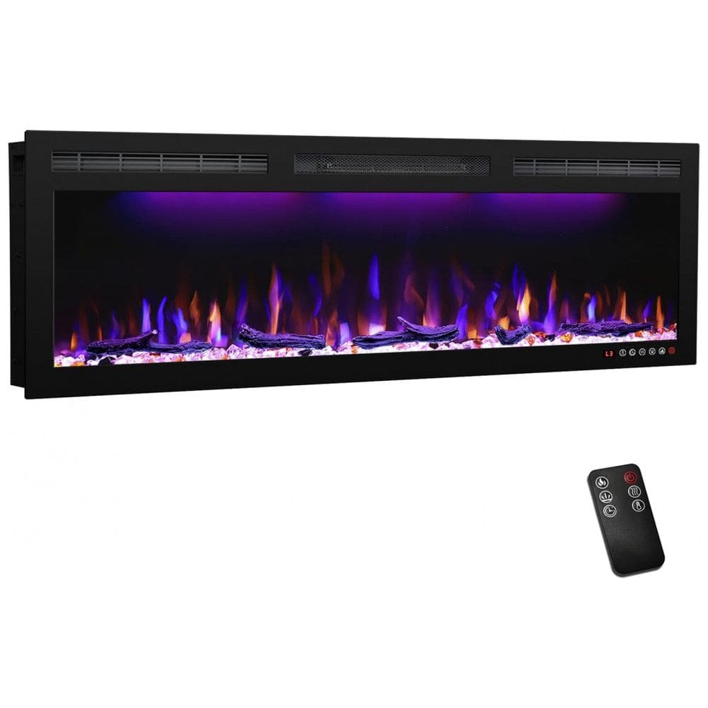Lareira Elétrica de Embutir A45x127L com Controle Remoto e Tela Sensível ao Toque, 110V 1500W, Mystflame, Preta