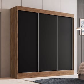 Guarda-Roupa Casal Michigan 3 Portas 4 Gavetas 100% Mdf Castanho/Preto - Doripel