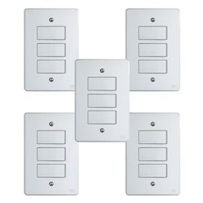 Kit Conjunto Interruptor 4x2 | 3 Teclas Simples 10A 250V 5 peças