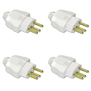 Kit Plugue Macho 2P+T 20A 250Vca Branco 4 peças