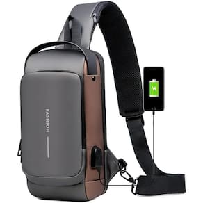 Pochet masculina com cadeado à prova d`água anti-roubo Cinza