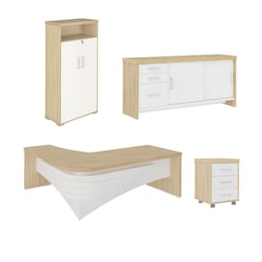 Conjunto Escritório Carvalho/Branco Completo
