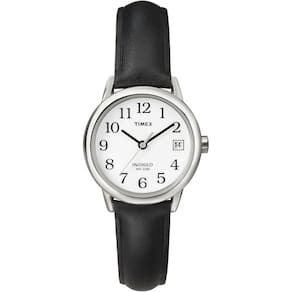 Relógio Timex Easy Reader feminino, estojo de 25 mm prateado com pulseira de couro