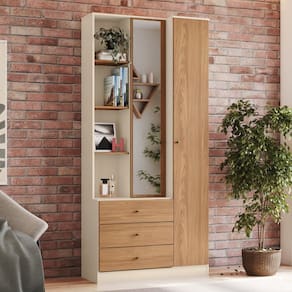 Sapateira Doha 1 Porta 3 Gavetas com Nichos Decorativos Marrom