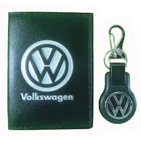 Kit Carteira Couro Porta Documento Chaveiro Volkswagen Vw