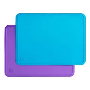 Tapetes americanos de silicone Munchkin Spotless para crianças, pacote com 2 unidades, azul/roxo
