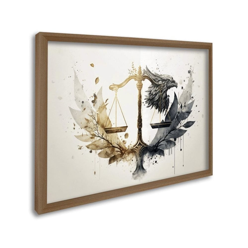 Quadro Decorativo Temático Direito com 1 Tela para Escritório Hall Lavabo 60cm X 90cm Bege