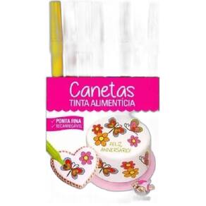 Caneta Tinta Alimentícia Ponta Fina Recarregável Mago -16