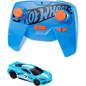 Carro de brinquedo RC Hot Wheels C8 Corvette escala 1:64 com controlador