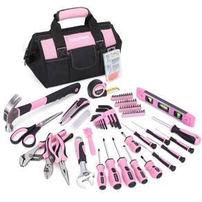 Conjunto de ferramentas FASTPRO Pink de 220 peças com bolsa de ferramentas para reparo doméstico