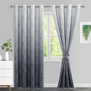 Cortinas Blackout JIUZHEN Grey Ombre 213x213cm com gravatas
