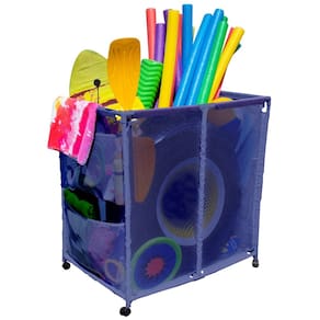 Caixas de piscina, flutuadores de piscina, bolas, brinquedos e organizador de equipamentos