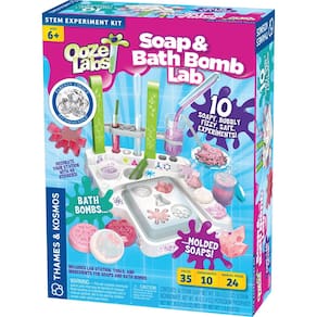 Kit de laboratório Thames & Kosmos Ooze Labs Soap & Bath Bomb 10 experimentos