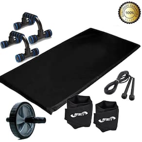Kit Colchonete+ Corda + Caneleira 5Kg+ Roda + Apoio Flexão
