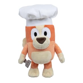 Brinquedo macio de pelúcia Bluey Friends Chef Bingo com chapéu de chef de 6,5-9 polegadas