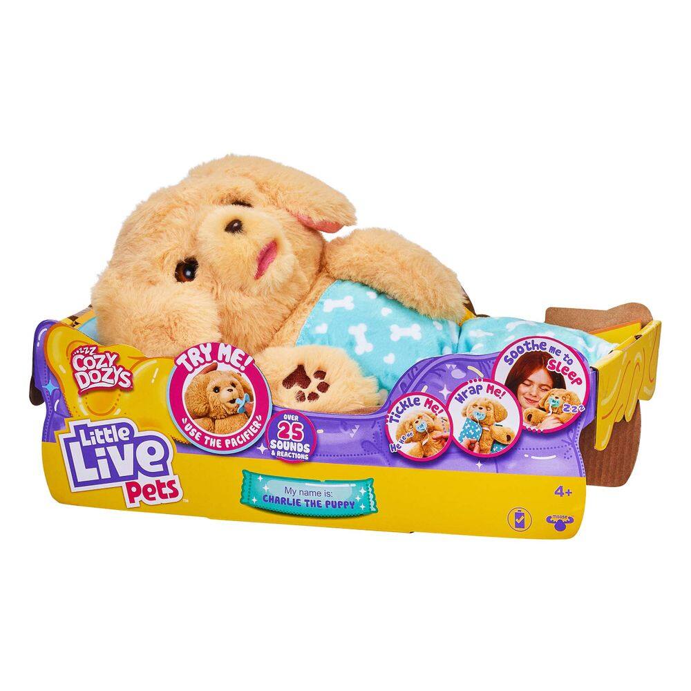 Brinquedo de pelúcia interativo Dog Little Live Pets Cozy Dozys Charlie