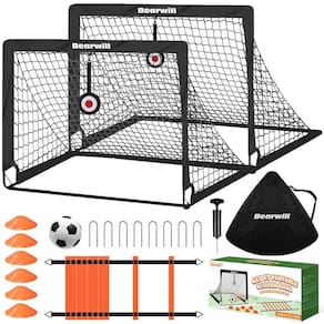 Soccer Goal Bearwill Kids de 4 x 3 pés com bola, escada, cones e alvos