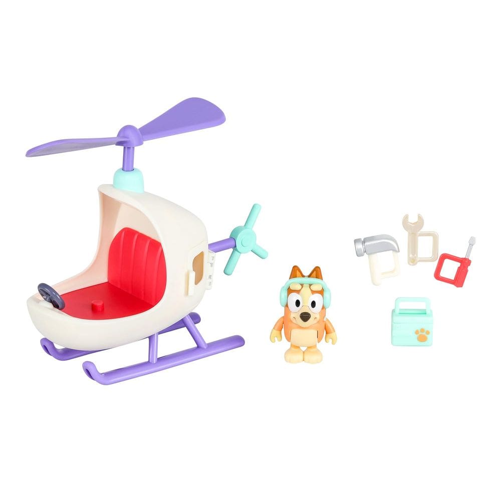 Pacote de veículos e bonecos Bluey Bingo Helicopter com 2,5