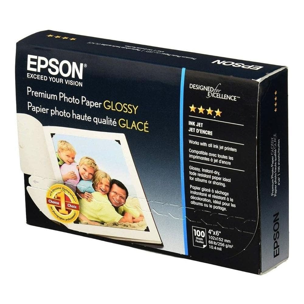 Papel fotográfico Epson S041727 Premium 68 libras de alto brilho 4x6 100 folhas