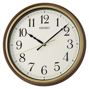 Relógio de parede Seiko Oita marrom metálico 28 cm com movimento de quartzo