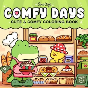 Livro de colorir Coco Wyo Comfy Days para adultos e adolescentes