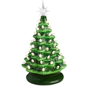 Árvore de Natal de cerâmica Best Choice Products de 15 cm com 64 luzes
