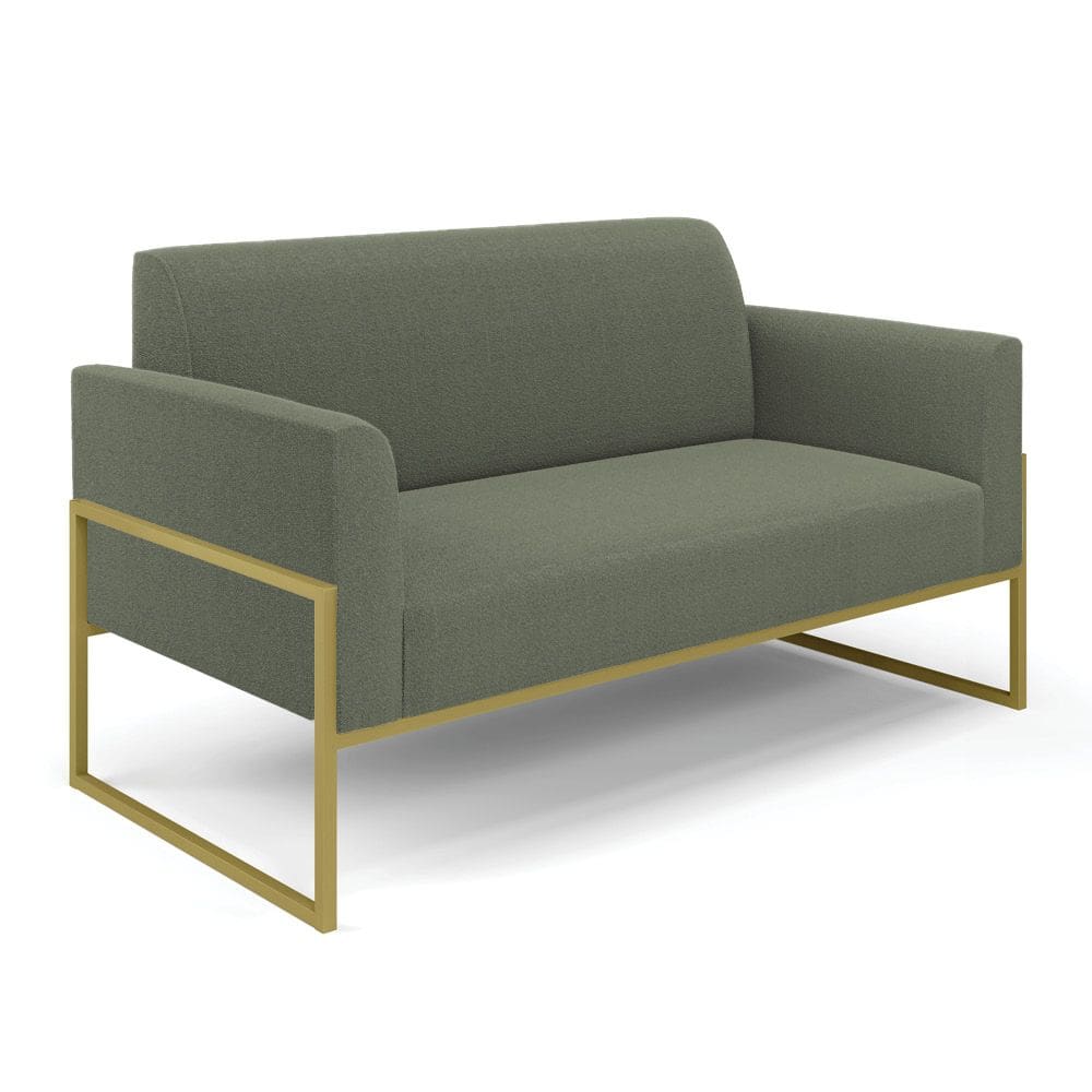 Sofá 2 Lugares Namoradeira Industrial Alta Dourado Marisa Bouclê Pistache D03 - D`Rossi
