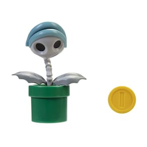 Boneco de ação Super Mario Bone Piranha de 4 polegadas com Coin Acc